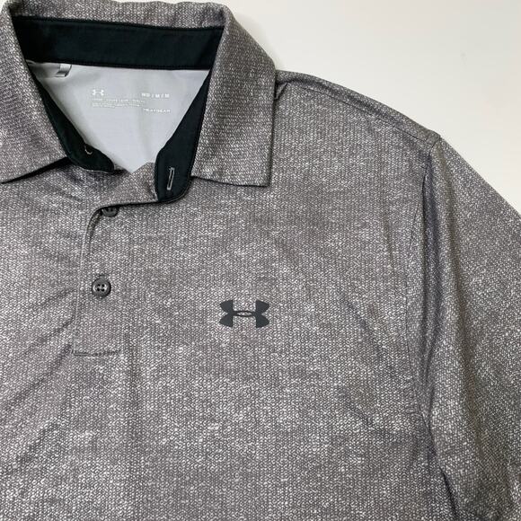 Under Armour Shirt Mens M Medium Graphite Grey Loose HeatGear Performance Polo - Picture 3 of 9